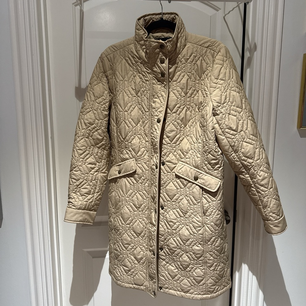 Lands' End Quilted Cream Women's Puffer Coat